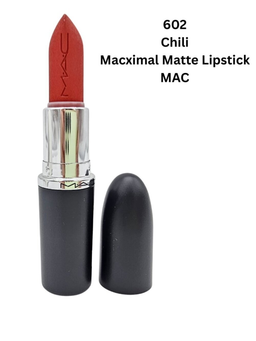 MAC 602 Chili Macximal Matte Lipstick, Warm Brick Red, New without box